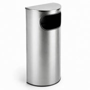 Glownary Half Round Stainless Steel Trash Can, Silver, 9 Gallon Capacity, Side Opening, Indoor Use, 18x9x32 Inches