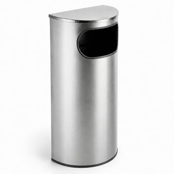 Glownary Half Round Stainless Steel Trash Can, Silver, 9 Gallon Capacity, Side Opening, Indoor Use, 18x9x32 Inches