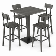 Glownary Industrial Square Bar Height Table Set with 4 Stools, Slate Gray Solid Wood, Live Edge, 36 Inch, Steel Base