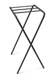 Glownary Metal Folding Tray Stand, Black, 36 Inch Height, 20 x 16.5 Inch Base, 132 lb Capacity, with Rubber Feet, Support Belts