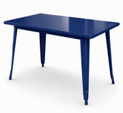 Glownary Steel Outdoor Dining Table, Sapphire Blue, Powder-Coated, 48x30 Inch, ADA Compliant, Standard Height, Rectangular, 4 Seater