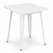 Glownary Steel Outdoor Square Table, Pearl White, 24x24 Inch Standard Height, Powder-Coated, 2-Person Seating, Indoor/Outdoor Use