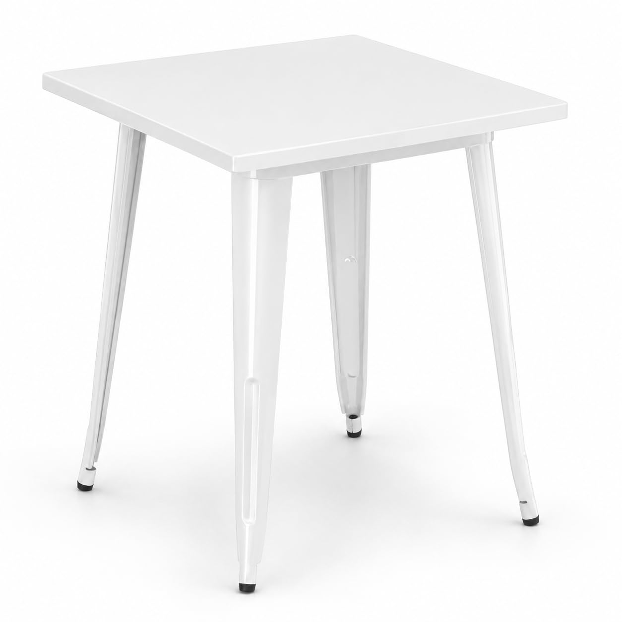 Glownary Steel Outdoor Square Table, Pearl White, 24x24 Inch Standard Height, Powder-Coated, 2-Person Seating, Indoor/Outdoor Use