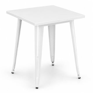 Glownary Steel Outdoor Square Table, Pearl White, 24x24 Inch Standard Height, Powder-Coated, 2-Person Seating, Indoor/Outdoor Use