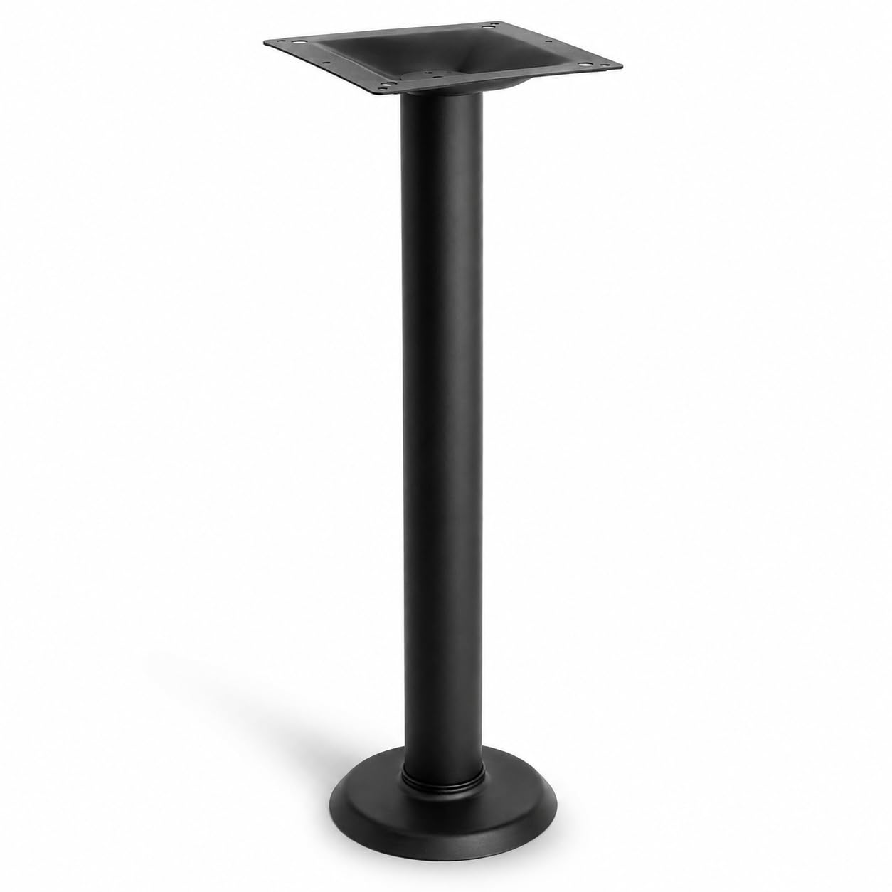 Glownary Excalibur Round Table Base, Black E-Coated Steel, 8 Inch Diameter, 28 Inch Height, 3 Inch Column, Bolt Down, Indoor Outdoor