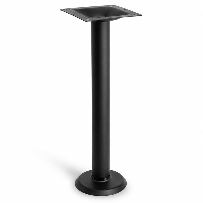 Glownary Excalibur Round Table Base, Black E-Coated Steel, 8 Inch Diameter, 28 Inch Height, 3 Inch Column, Bolt Down, Indoor Outdoor