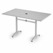 Glownary Outdoor Dining Table, Silver Powder-Coated Aluminum, 32x60 Inch Rectangle, 30 Inch Height, 6 Seating Capacity, with Umbrella Hole