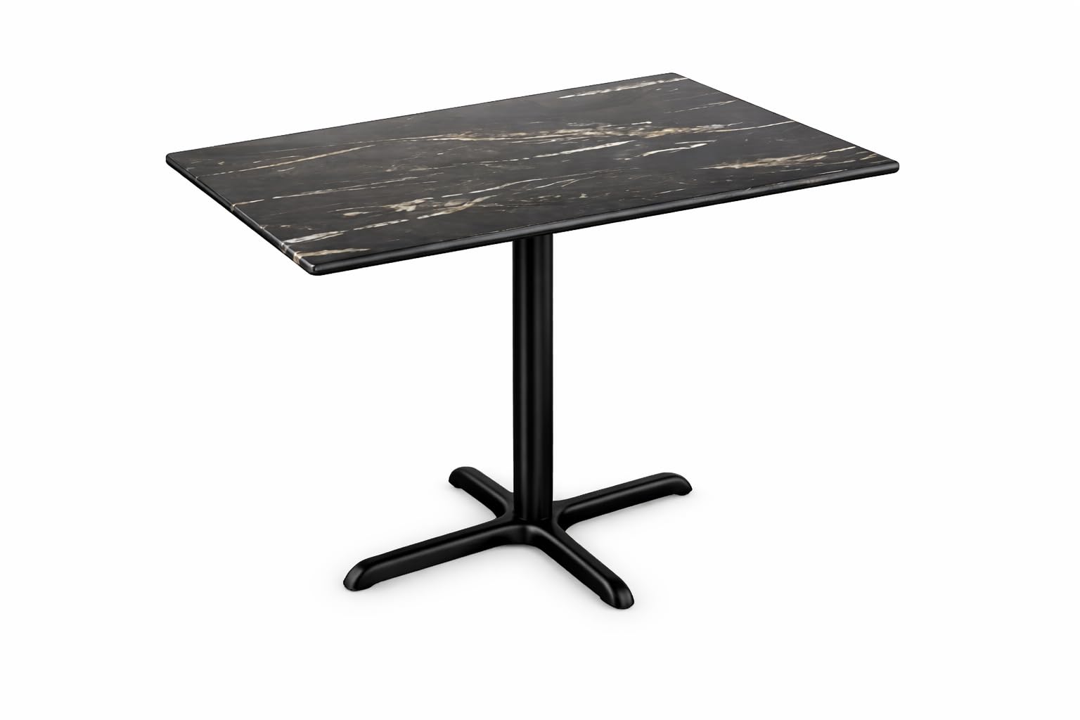Glownary Rectangular Dining Table, Letizia Faux Marble Laminate Top, Gray, 28x48 Inch, Cross Base, Indoor Outdoor, 4 Seater