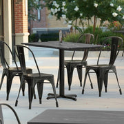 Glownary Rectangular Dining Table, Letizia Faux Marble Laminate Top, Gray, 28x48 Inch, Cross Base, Indoor Outdoor, 4 Seater view 2