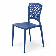 Glownary Flora Navy Cove Resin Side Chair, Webbed Back Design, Stackable, 350 lb Capacity, Outdoor Dining, 20x17x33 Inches