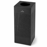 Glownary Square Metal Trash Can, Black Perforated, 16 Gallon Capacity, Powder-Coated, Indoor Commercial Waste Receptacle with Lid, 14.75x14.75x30 Inches