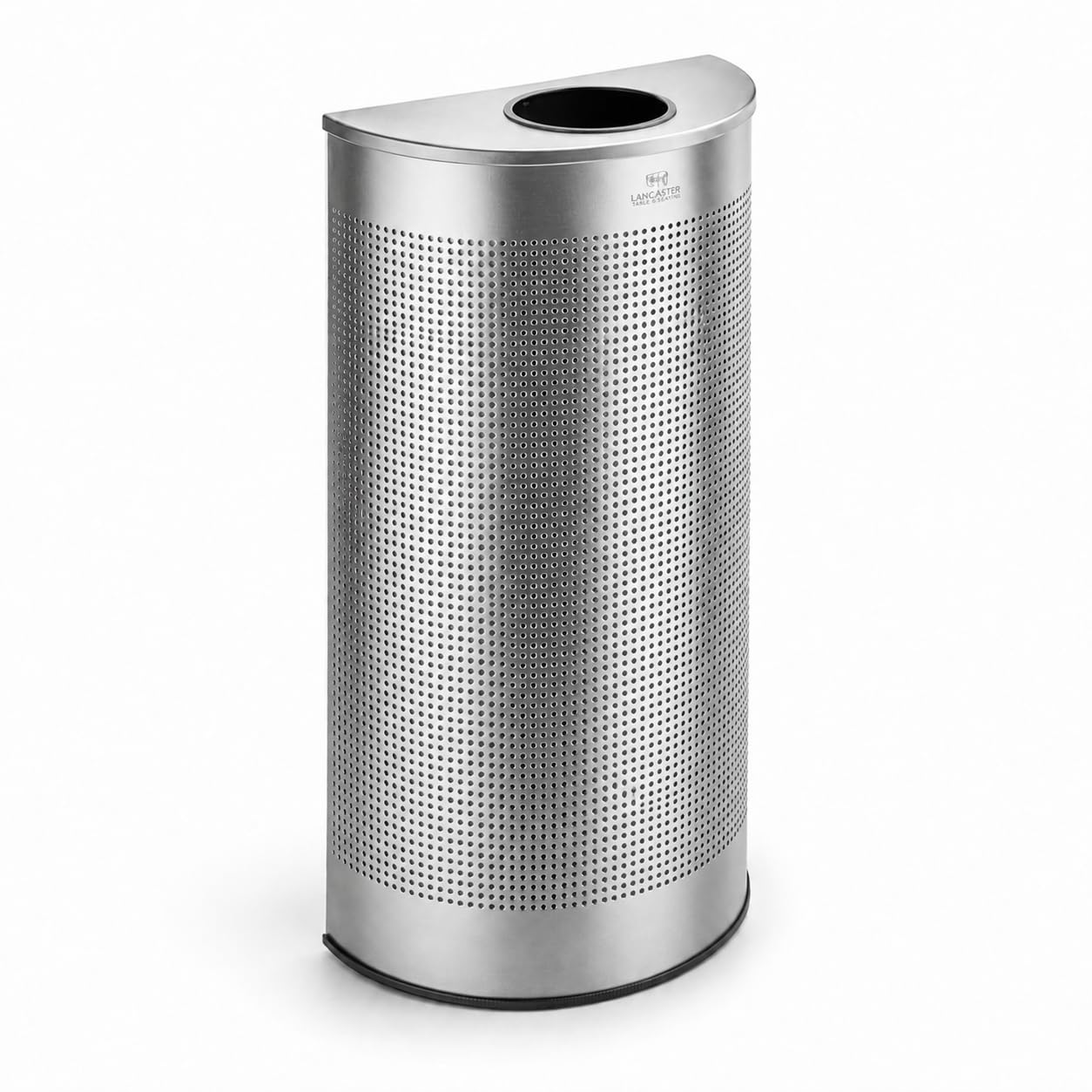Glownary Stainless Steel Perforated Half Round Trash Can, Silver, 12 Gallon Capacity, 18x9x32 Inches, Indoor Use