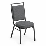 Glownary Square Back Banquet Chair, Gray Fabric with Black Metal Frame, Stackable, 300 lb Capacity, 36.75x22x17 Inches