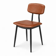 Glownary Lancaster Table & Seating Mid-Century Chair, Black Steel Frame with Cognac Vinyl Padded Seat, 32.5 x 18.5 x 17.5 Inch, Indoor Commercial