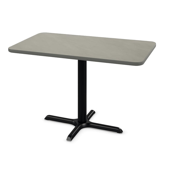 Glownary Reversible Rectangular Dining Table, Gray/White Laminate Top with Cast Iron Base, 24x42 Inch, Standard Height, Indoor Commercial