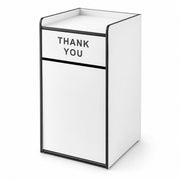 Glownary White Wood Waste Receptacle Enclosure, 35 Gallon, Square Cabinet with Thank You Door, Indoor Trash Can Cover, 23.4x23.8x44 Inches