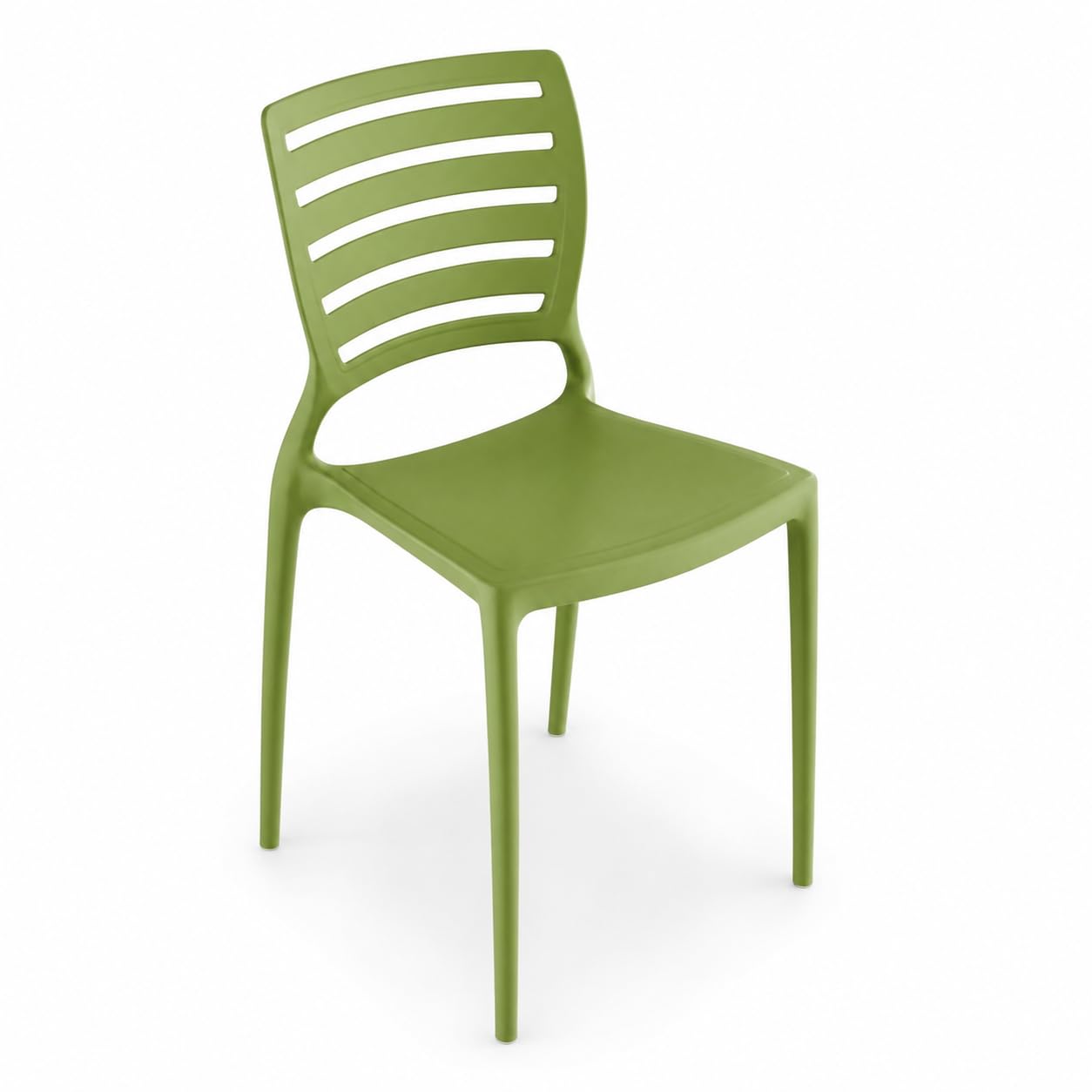 Glownary Sol Sea Moss Green Resin Side Chair, Indoor Outdoor, Stackable, UV-Resistant, Modern Coastal Style, 32.5 Inch Height, 350 lb Capacity