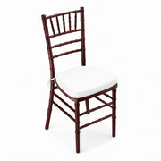 Glownary Mahogany Wood Chiavari Chair, White Cushioned Seat, Indoor Outdoor Use, 15.5x15.75x35 Inches, 400 lb Capacity, Stackable