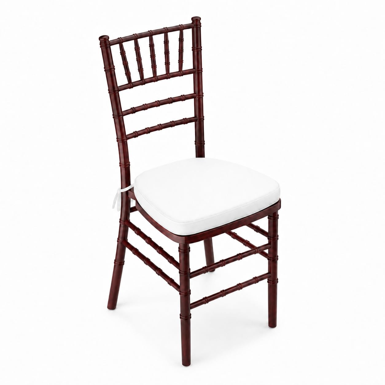 Glownary Mahogany Wood Chiavari Chair, White Cushioned Seat, Indoor Outdoor Use, 15.5x15.75x35 Inches, 400 lb Capacity, Stackable