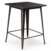 Glownary Alloy Bar Height Outdoor Table, Distressed Copper, Steel, 32 x 32 x 42 Inches, Powder-Coated, Square, Indoor/Outdoor