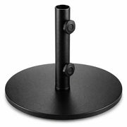 Glownary Black Round Steel Umbrella Base, 50 lb Weight Capacity, 21.625 Inch Diameter, 15 Inch Height, Removable Post for 1.5 Inch Poles