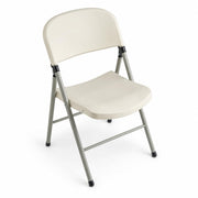 Glownary Contoured Folding Chair, Almond Plastic Seat with Charcoal Steel Frame, Indoor Outdoor Use, 250 lb Capacity, 19x20x32.5 Inches
