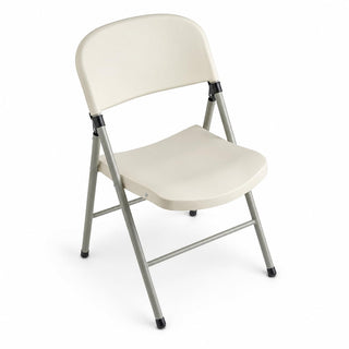 Glownary Contoured Folding Chair, Almond Plastic Seat with Charcoal Steel Frame, Indoor Outdoor Use, 250 lb Capacity, 19x20x32.5 Inches