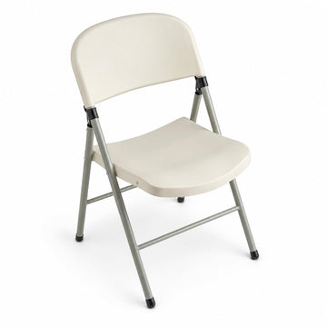 Glownary Contoured Folding Chair, Almond Plastic Seat with Charcoal Steel Frame, Indoor Outdoor Use, 250 lb Capacity, 19x20x32.5 Inches