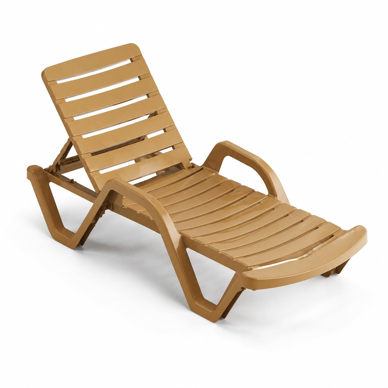 Glownary Adjustable Resin Chaise Lounge, Brown, Stackable, UV-Resistant, Outdoor Pool Furniture with Wheels, 73 x 27.5 Inch, 330 lb Capacity