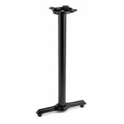 Glownary Cast Iron Bar Height Table Base, Black Powder-Coated Steel Column, 5x22 Inch Cross Base, 3 Inch Post, Self-Leveling Feet