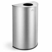 Glownary Stainless Steel Half Round Trash Can, Silver, 12 Gallon Capacity, Indoor Decorative Waste Receptacle with Lid, 32x18x9 Inches