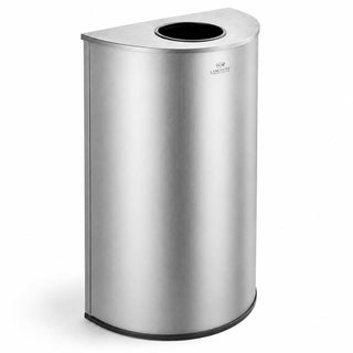 Glownary Stainless Steel Half Round Trash Can, Silver, 12 Gallon Capacity, Indoor Decorative Waste Receptacle with Lid, 32x18x9 Inches