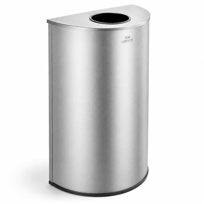 Glownary Stainless Steel Half Round Trash Can, Silver, 12 Gallon Capacity, Indoor Decorative Waste Receptacle with Lid, 32x18x9 Inches