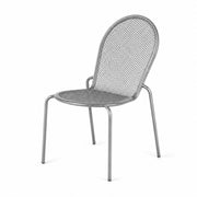 Glownary Harbor Gray Outdoor Side Chair, Metal Mesh, Stackable, Powder-Coated Steel Frame, Modern Cafe Style, 34x23.5x17 Inch, 300 lb Capacity