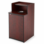 Glownary Mahogany Wood Waste Receptacle Enclosure, 32 Gallon Capacity, Brown, Indoor Use, with Drop Hole, Tray Shelf, 24.6x23.8x47.6 Inches