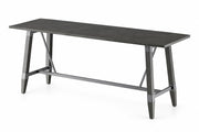 Glownary Industrial Live Edge Bar Height Table, Slate Gray Wood with Steel Trestle Base, 30 x 96 Inch, 8-10 Seating Capacity