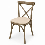 Glownary Vineyard Cross Back Dining Chair, Whiskey Brown Ashwood with Chardonnay Tan Cushion, 19.5x17x34.5 Inch, Stackable, 300 lb Capacity