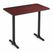 Glownary Bar Height Table, Cherry/Black Reversible Laminate Top, 30x48 Inch, Cast Iron Base, Indoor Commercial, 4-Seater