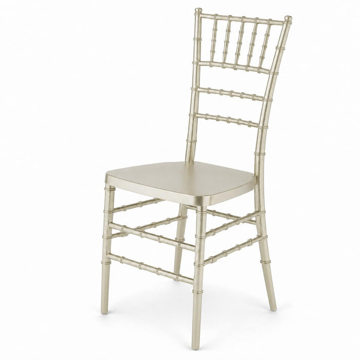 Glownary Champagne Resin Chiavari Chair, Steel Reinforced, Heavy-Duty, 500 lb Capacity, Indoor Outdoor Use, 36.25x16.13x15 Inches