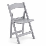 Glownary Gray Resin Folding Chair, Indoor Outdoor Use, Slatted Seat, 250 lb Capacity, 31x18x17 Inches, UV-Resistant, Cafe Style