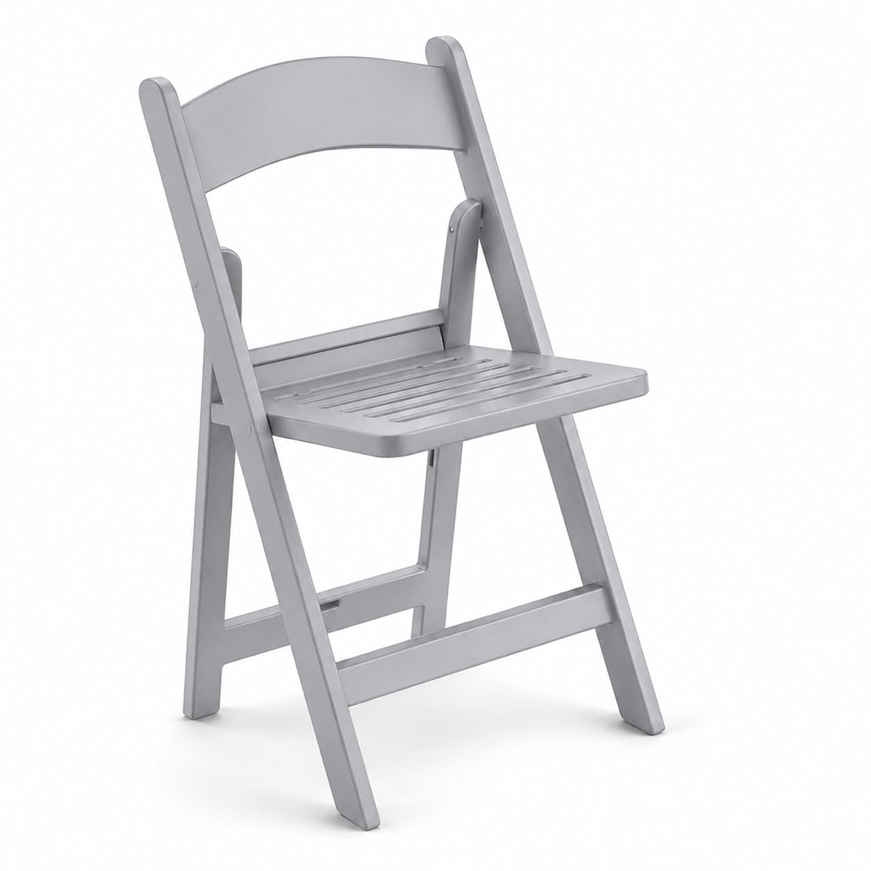 Glownary Gray Resin Folding Chair, Indoor Outdoor Use, Slatted Seat, 250 lb Capacity, 31x18x17 Inches, UV-Resistant, Cafe Style