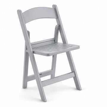 Glownary Gray Resin Folding Chair, Indoor Outdoor Use, Slatted Seat, 250 lb Capacity, 31x18x17 Inches, UV-Resistant, Cafe Style