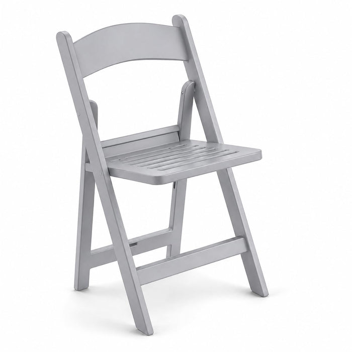 Glownary Gray Resin Folding Chair, Indoor Outdoor Use, Slatted Seat, 250 lb Capacity, 31x18x17 Inches, UV-Resistant, Cafe Style