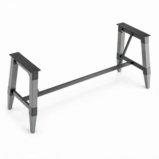 Glownary Industrial Trestle Table Base, Slate Gray Wood with Steel Frame, 78x25 Inches, Standard Height 28 Inch, 400 lb Capacity