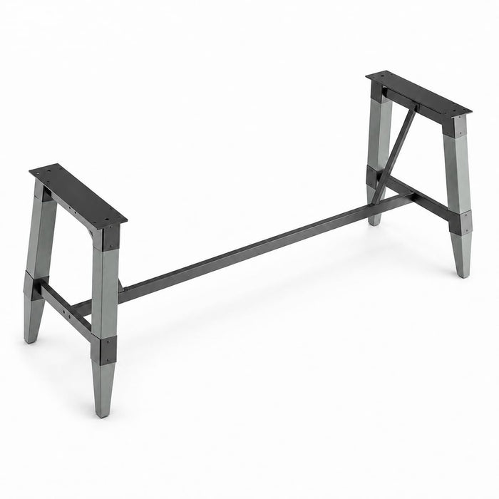 Glownary Industrial Trestle Table Base, Slate Gray Wood with Steel Frame, 78x25 Inches, Standard Height 28 Inch, 400 lb Capacity