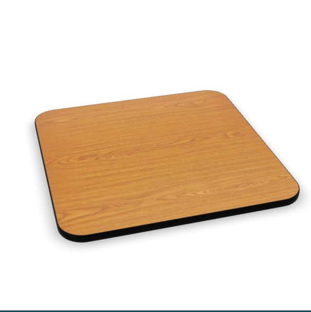 Glownary Reversible Square Table Top, Walnut/Oak Laminate, 30 x 30 Inch, Black Vinyl Edge, Indoor Commercial Use, 2-4 Seating
