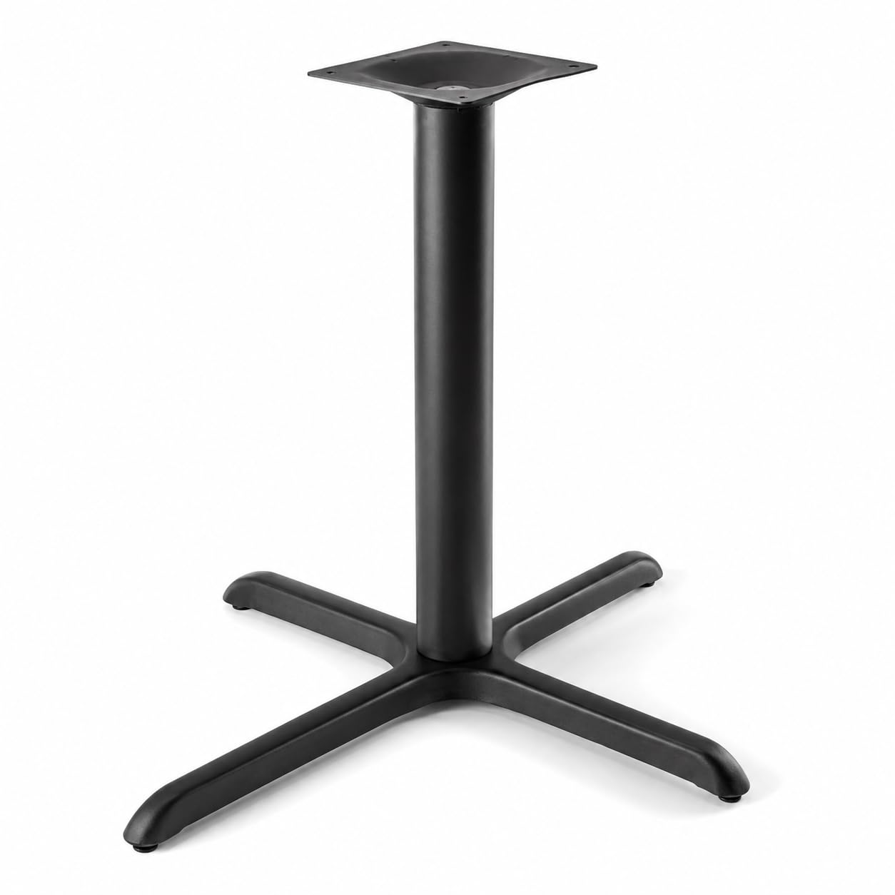 Glownary Excalibur Cross Table Base, Black E-Coated Steel, 36x36 Inch with 4 Inch Column, Standard Height 29 Inch, Indoor Outdoor Commercial Use