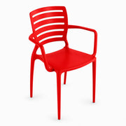 Glownary Sol Buoy Red Resin Indoor Outdoor Arm Chair, Stackable, UV-Resistant, Modern Coastal Style, 23.25x19.875x33.25 Inches, 350 lb Capacity