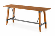 Glownary Industrial Live Edge Bar Height Table, Solid Wood with Honey Maple Finish, Beechwood Top with Steel Base, 30x96 Inch, Trestle Design, Indoor Use, Seats 8-10