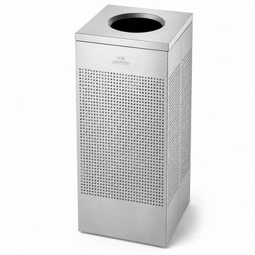 Glownary Square Perforated Trash Can, Stainless Steel, 16 Gallon, Indoor Decorative Waste Receptacle with Lid, 14.75x14.75x30 Inches